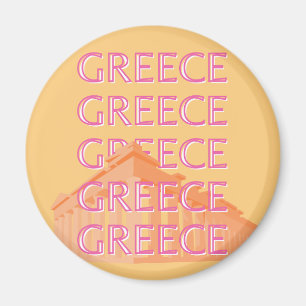 Greece Travel Art, Summer Travel Art, Orange Magnet