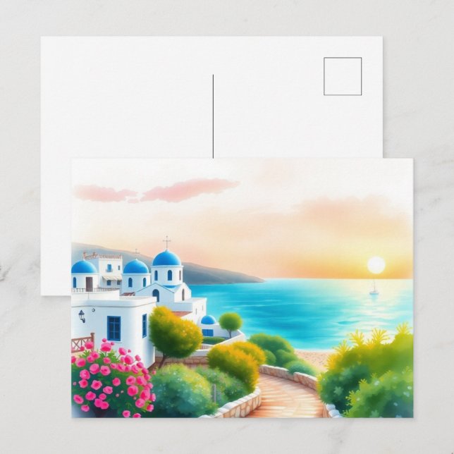 Greece Travel Art Vintage Postcard (Front/Back)
