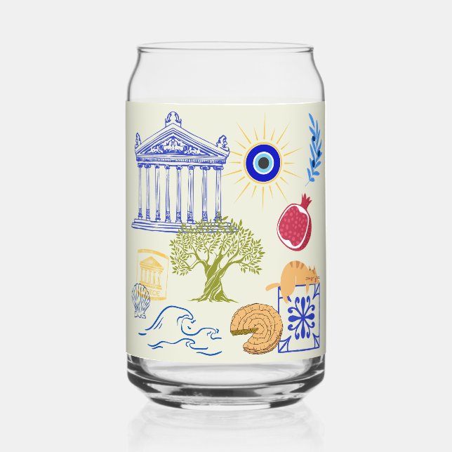 Greece Vacation Minimalism Can Glass (Front)