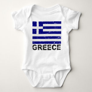 Greece Vintage Flag Baby Bodysuit