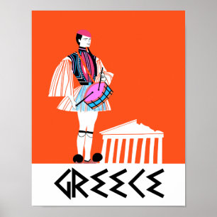 Greece, vintage style travel poster