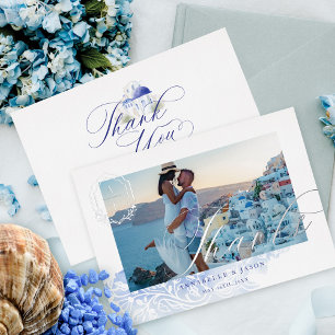 Greece Wedding Thanks Script Monogram Photo