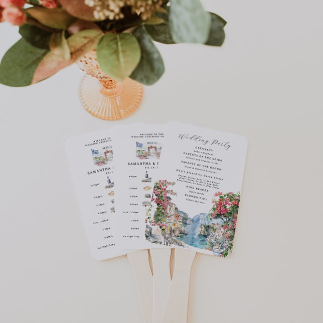 Greece Wedding Weekend Welcome Itinerary Hand Fan (Creator Uploaded)