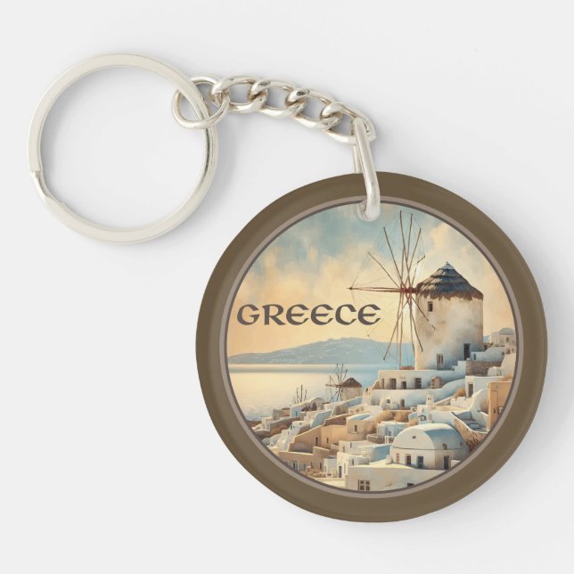 Greece Windmills of Mykonos Key Ring (Front)
