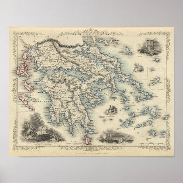 Greece with inset maps of Corfu and Stampalia Poster (Front)