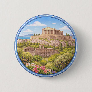 Greece's Acropolis 6 Cm Round Badge