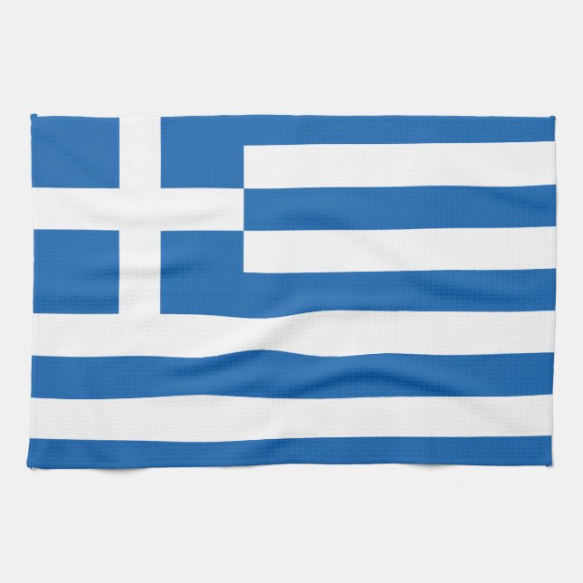 Greece's Flag Tea Towel (Horizontal)