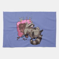 Greedy Racoon Full of Birthday Cake Cartoon