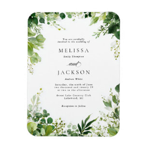 Greeen Branches Border Wedding Magnet