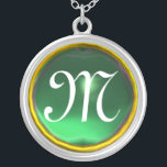 Greeen Jade Gem  Monogram Silver Plated Necklace<br><div class="desc">Elegant and unique design  with gemstone. Very accurated nurbs modelling and rendering in 3D Studio Max by Bulgan Lumini .Part from series Hyper Talismans.</div>