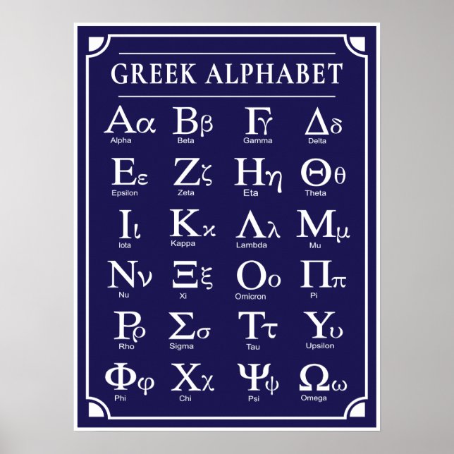 Greek Alphabet Blue Poster (Front)