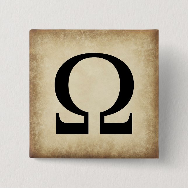 Greek Alphabet Letter Omega 15 Cm Square Badge (Front)