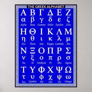 Greek Alphabet Letters in Order Aesthetic Blue Poster
