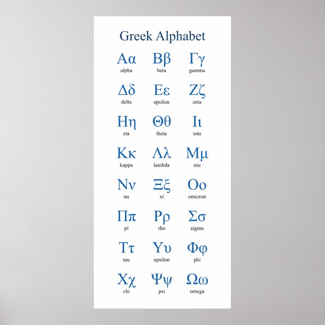Greek Alphabet Narrow Vertical Poster (Front)