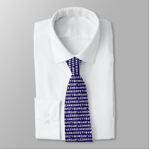 Greek Alphabet Pattern: Minimalist Typography Tie