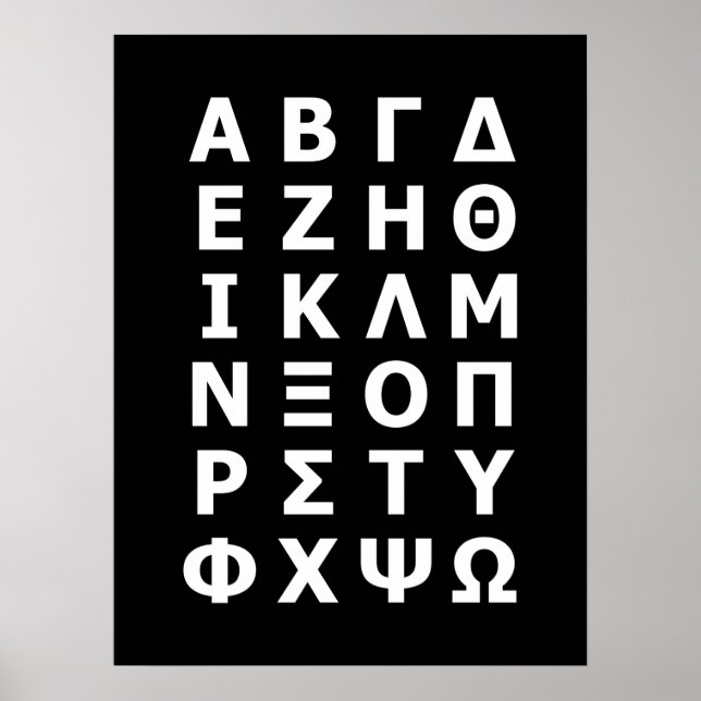 Greek Alphabet Poster (Front)
