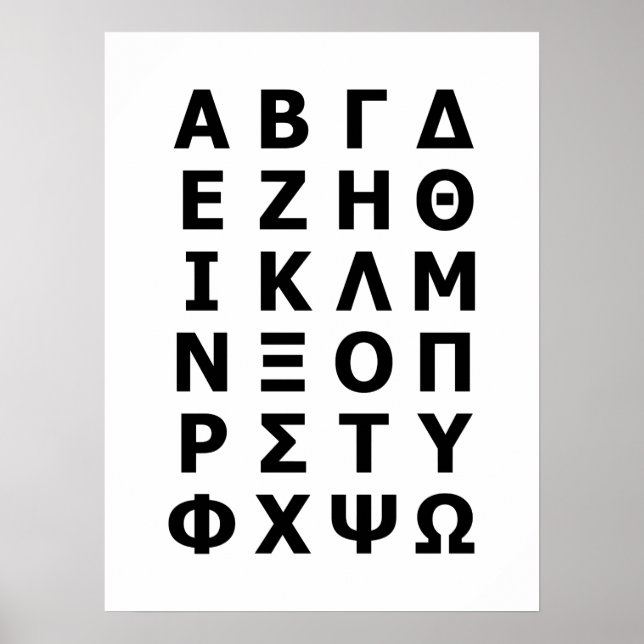 Greek Alphabet Poster (Front)