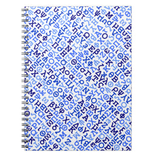 Greek alphabet spiral notebook