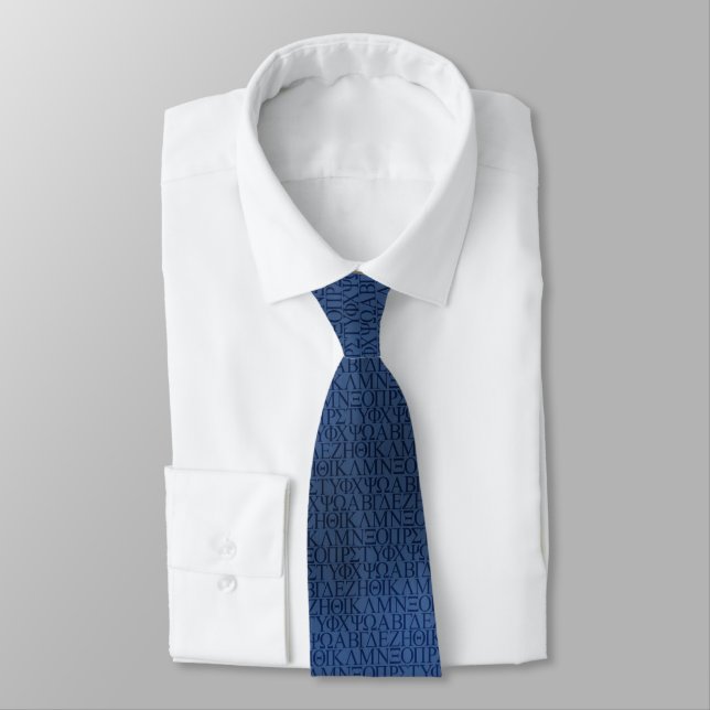 Greek Alphabet Tie (Blue) (Tied)