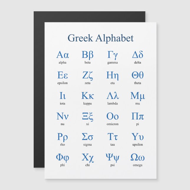 Greek Alphabet Vertical Magnetic Card (Front/Back)