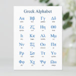 Greek Alphabet Vertical Postcard<br><div class="desc">Lower and upper case greek letters with their names. Vector object with custom colors for title,  letters and letter names. Custom background color.</div>