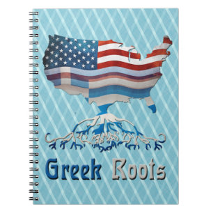 Greek American Flags Notepad Spiral Notebook