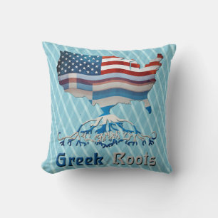 Greek American Throw Pillow, Greek Roots Cushion