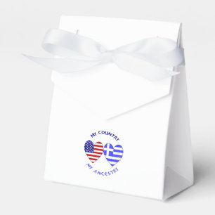 Greek and USA Flags Hearts Country Ancestry Favour Box