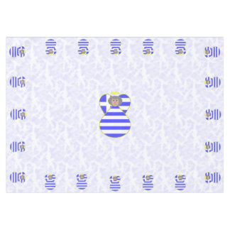 Greek Angel Grey Hair Dressed in Flag Tablecloth