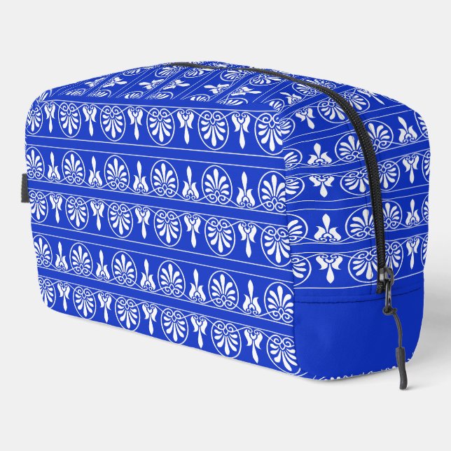 Greek Arabesque Mediterranean Pattern Blue Dopp Kit (Right Corner)