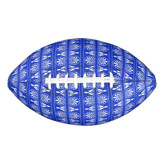 Greek Arabesque Mediterranean Pattern Blue Football (Front)