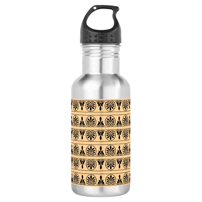 Greek Arabesque Mediterranean Pattern Brown 532 Ml Water Bottle (Front)