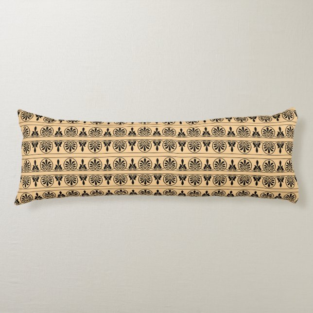 Greek Arabesque Mediterranean Pattern Brown Body Cushion (Front)
