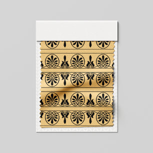 Greek Arabesque Mediterranean Pattern Brown Fabric