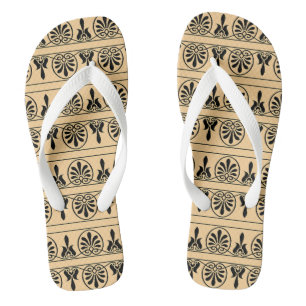 Greek Arabesque Mediterranean Pattern Brown Jandals