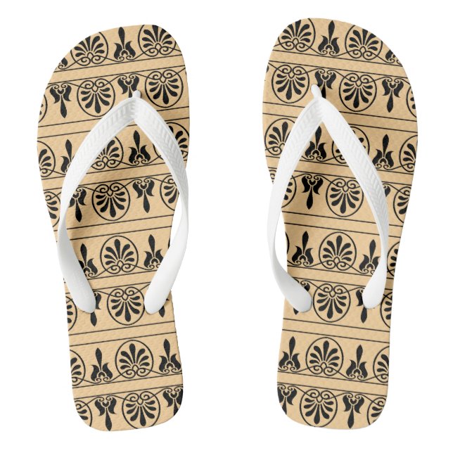 Greek Arabesque Mediterranean Pattern Brown Jandals (Footbed)