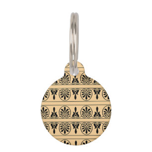 Greek Arabesque Mediterranean Pattern Brown Pet Tag