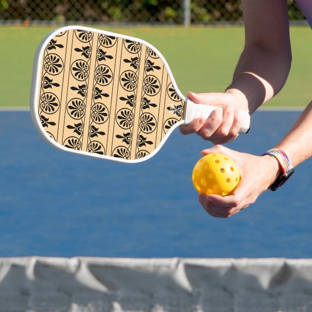 Greek Arabesque Mediterranean Pattern Brown Pickleball Paddle (Insitu)