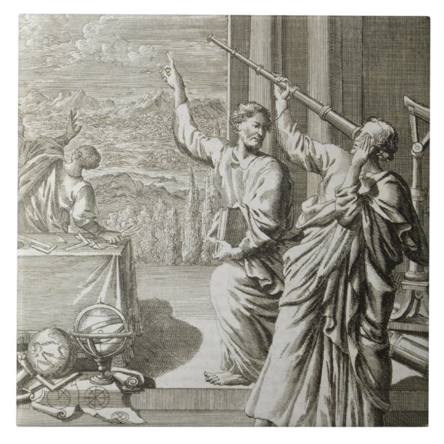 Greek Astronomer Studying the Stars, illustration Tile (Front)