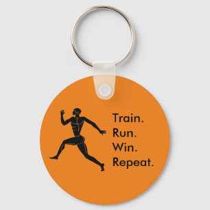 Greek Athlete Running Winning Formula Orange Key Ring