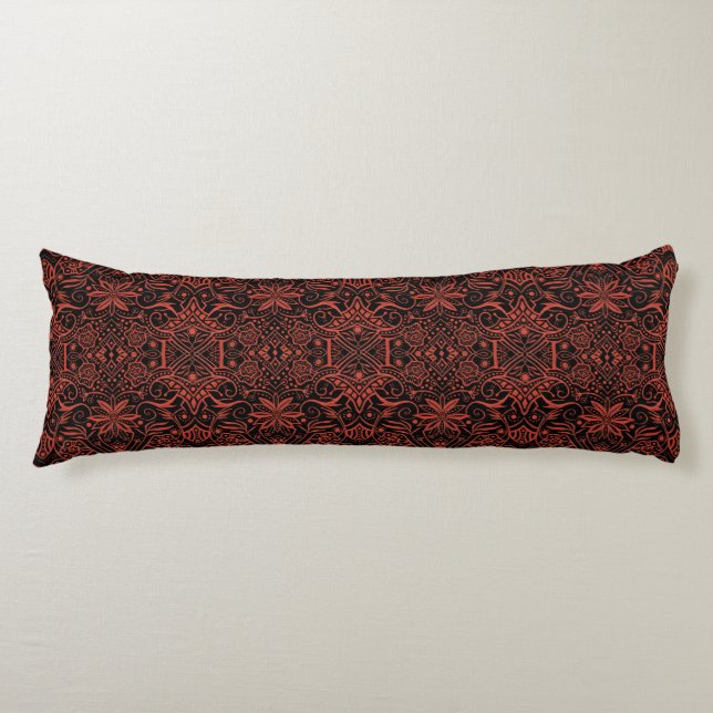 Greek Baroque Arabesque Pattern Black Terracotta Body Cushion (Front)