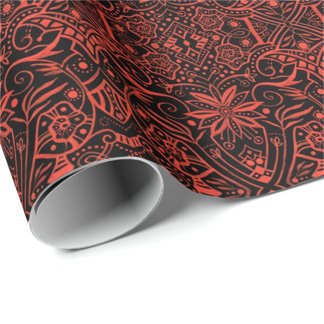 Greek Baroque Arabesque Vintage Bohemian Pattern Wrapping Paper (Roll Corner)