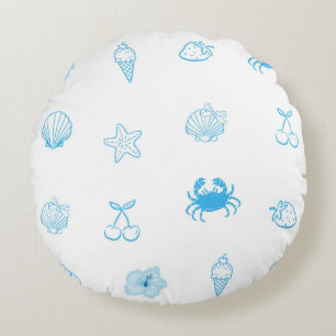 Greek Beach Minimalist Round Cushion