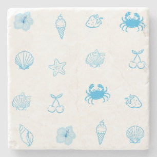 Greek Beach Minimalist Stone Coaster