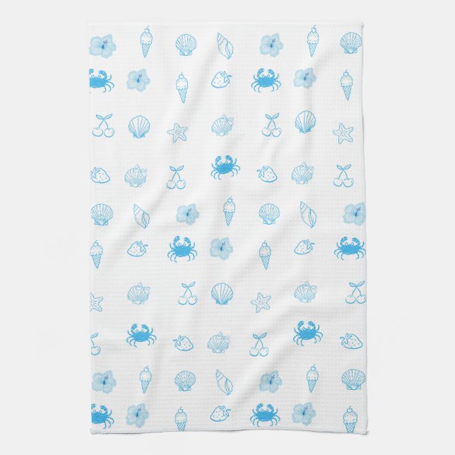 Greek Beach Minimalist Tea Towel (Vertical)