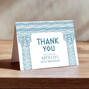 Greek Birthday Party with blue columns Thank You  Card