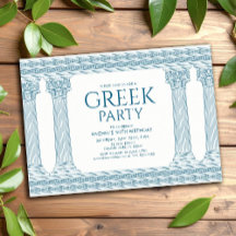 Greek Birthday Party with elegant blue columns