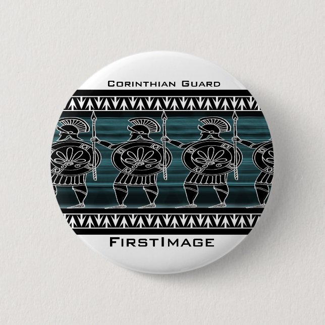 Greek Black Figure Guard 6 Cm Round Badge (Front)