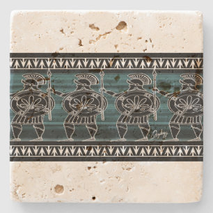 Greek Black Figure Guard Stone Coaster