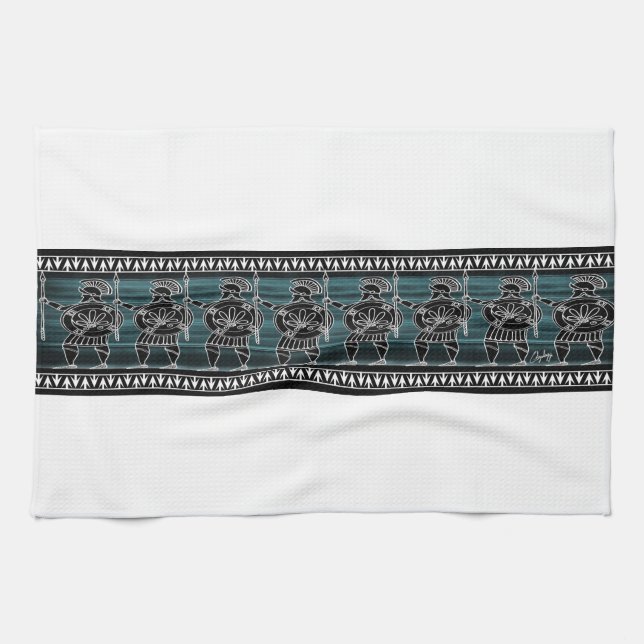 Greek Black Figure Guard Tea Towel (Horizontal)